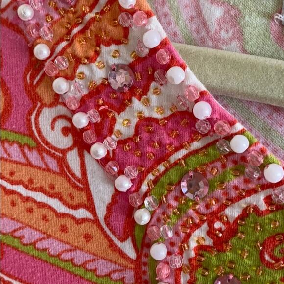 Soft Surroundings M beaded floral print top - Picture 2 of 6